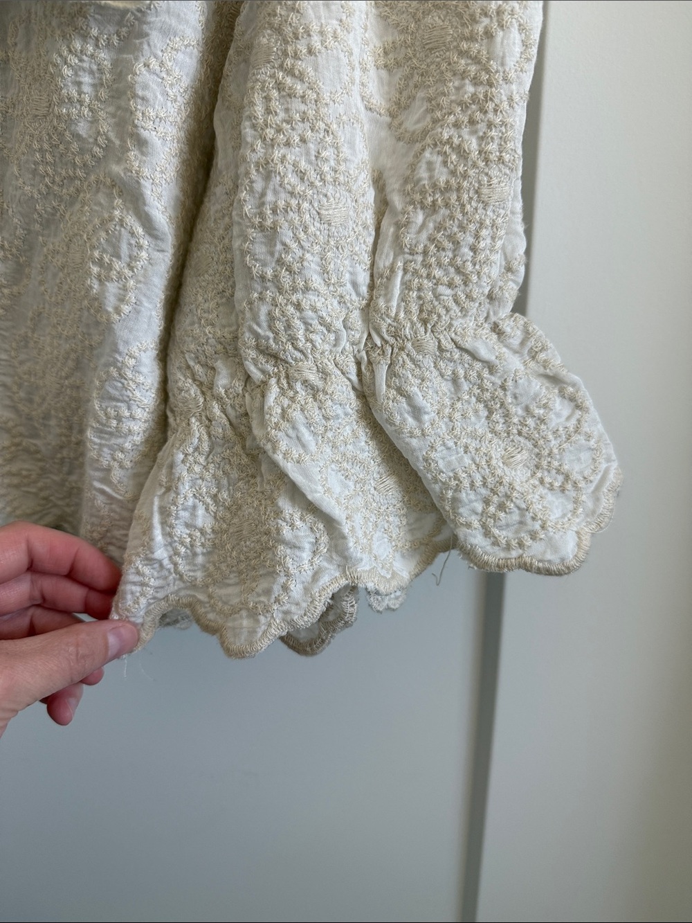 Jaded Gypsy Ivory Textured Ruffle Button-Up crop jacket - Picture 4 of 8